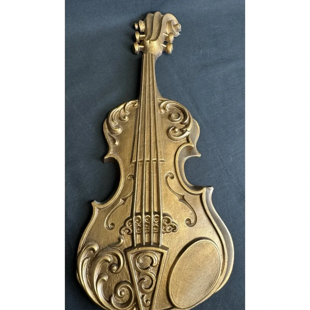 Vintage 70s Sexton Metal Wall Plaques Violin & Mandolin MCM 15